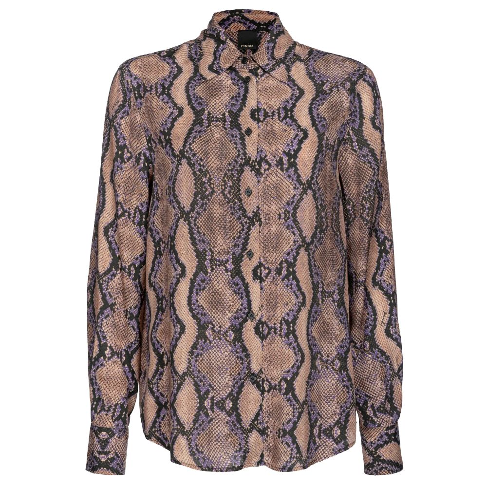 PINKO Multicolor Viscose Shirt with snake animal print, button closure, and classic collar for stylish fashion.
