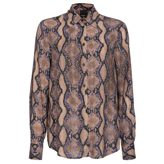 PINKO Multicolor Viscose Shirt with snake animal print, button closure, and classic collar for stylish fashion.