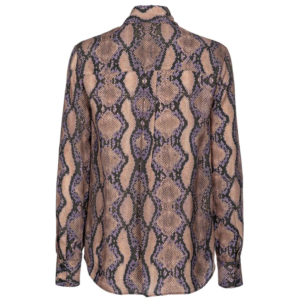PINKO Multicolor Viscose Shirt with snake animal print, button closure, and classic collar.