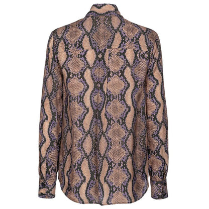 PINKO Multicolor Viscose Shirt with snake animal print, button closure, and classic collar.