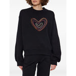 PS By Paul Smith Sweaters Black with multicoloured heart embroidery, ribbed neckline, long sleeves, relaxed fit, cotton sweatshirt.