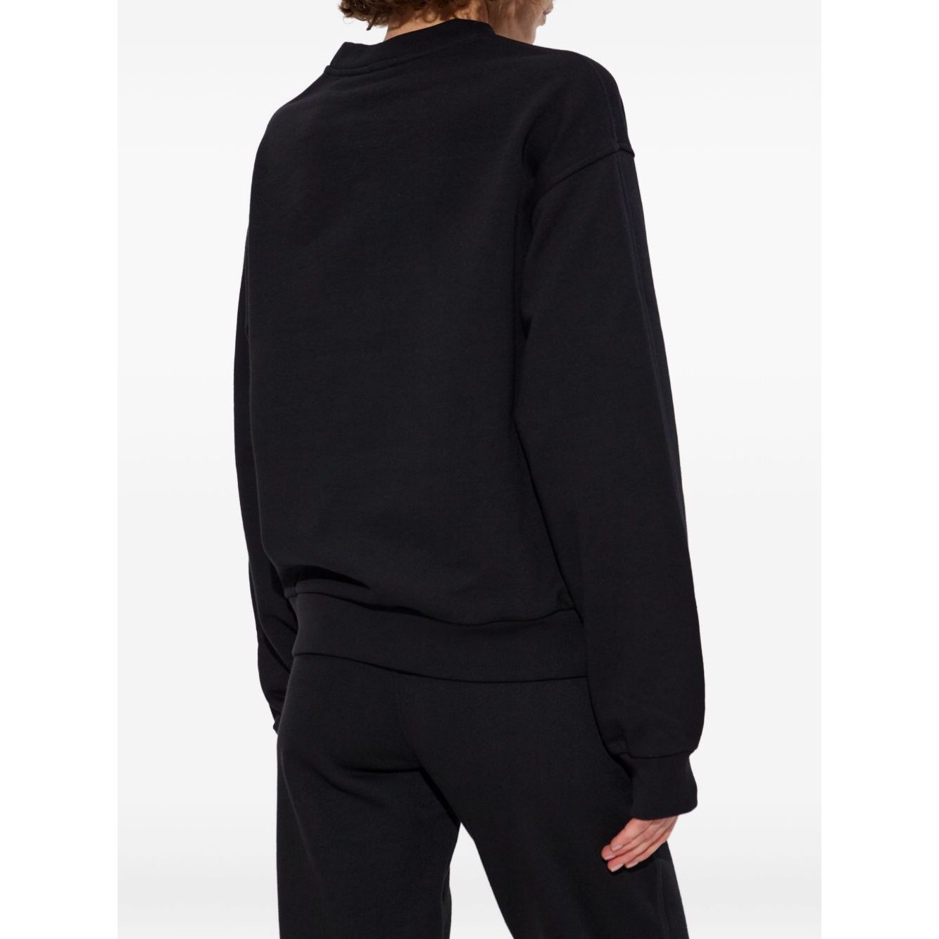 Back view of PS By Paul Smith Sweaters Black with multicoloured heart embroidery, ribbed neckline, long sleeves, and relaxed fit.