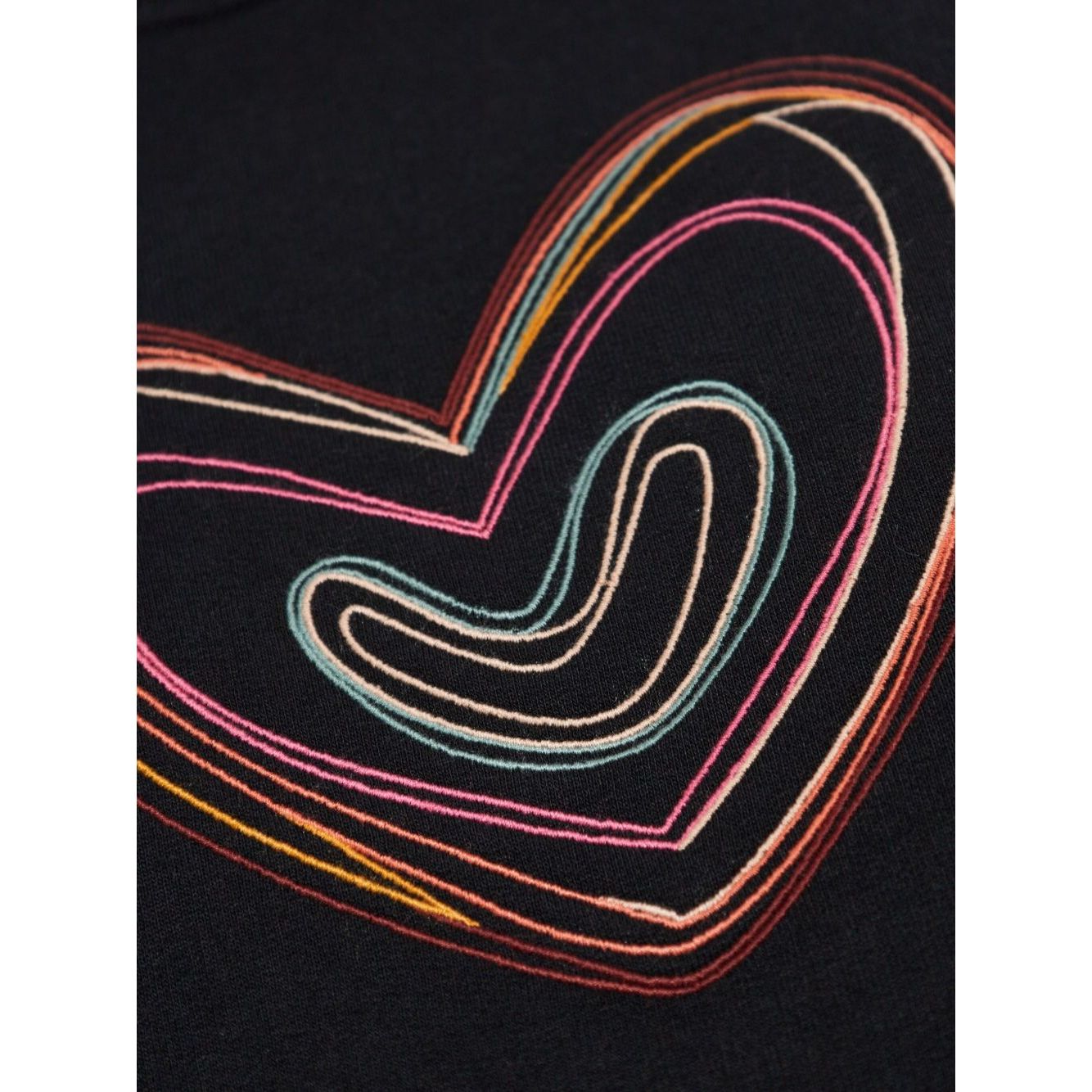 PS By Paul Smith Sweaters Black featuring colorful heart embroidery on cotton fabric close-up.