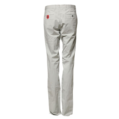 PT01 Light Gray Mid Waist Men Straight Chino Trouser Pants