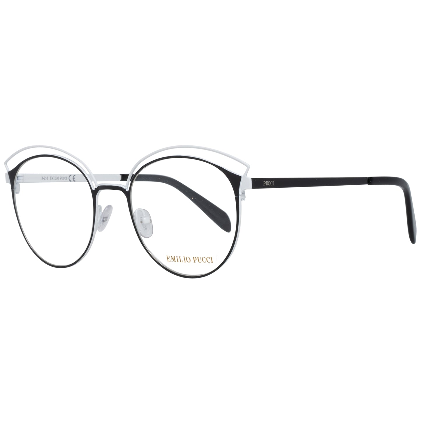 PUCCI MOD. EP5076 49004 lady eyeglasses with sleek black and silver design.
