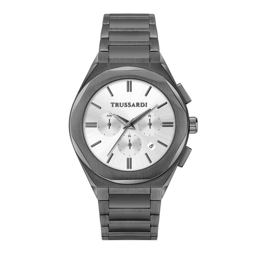 TRUSSARDI MOD. BIG watch with metal band and silver dial face