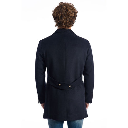Roberto Pepe Luxury Blue Wool Men Jacket