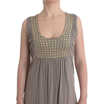 Roccobarocco Khaki studded sheath dress