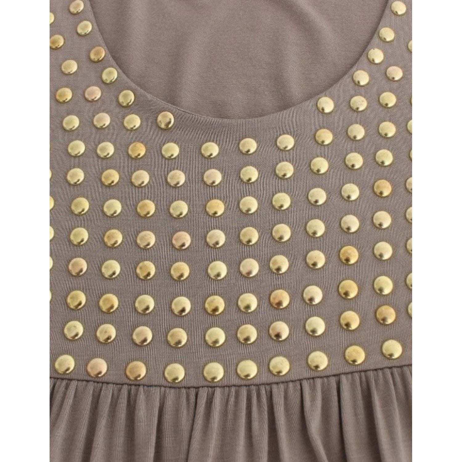 Roccobarocco Khaki studded sheath dress