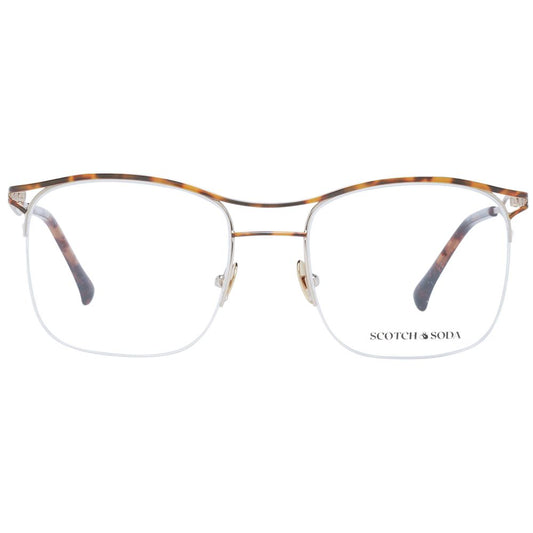 Scotch & Soda Brown Men Glasses Frame with stainless steel half-rim and demo lenses, aviator style. Size 53-19-140.