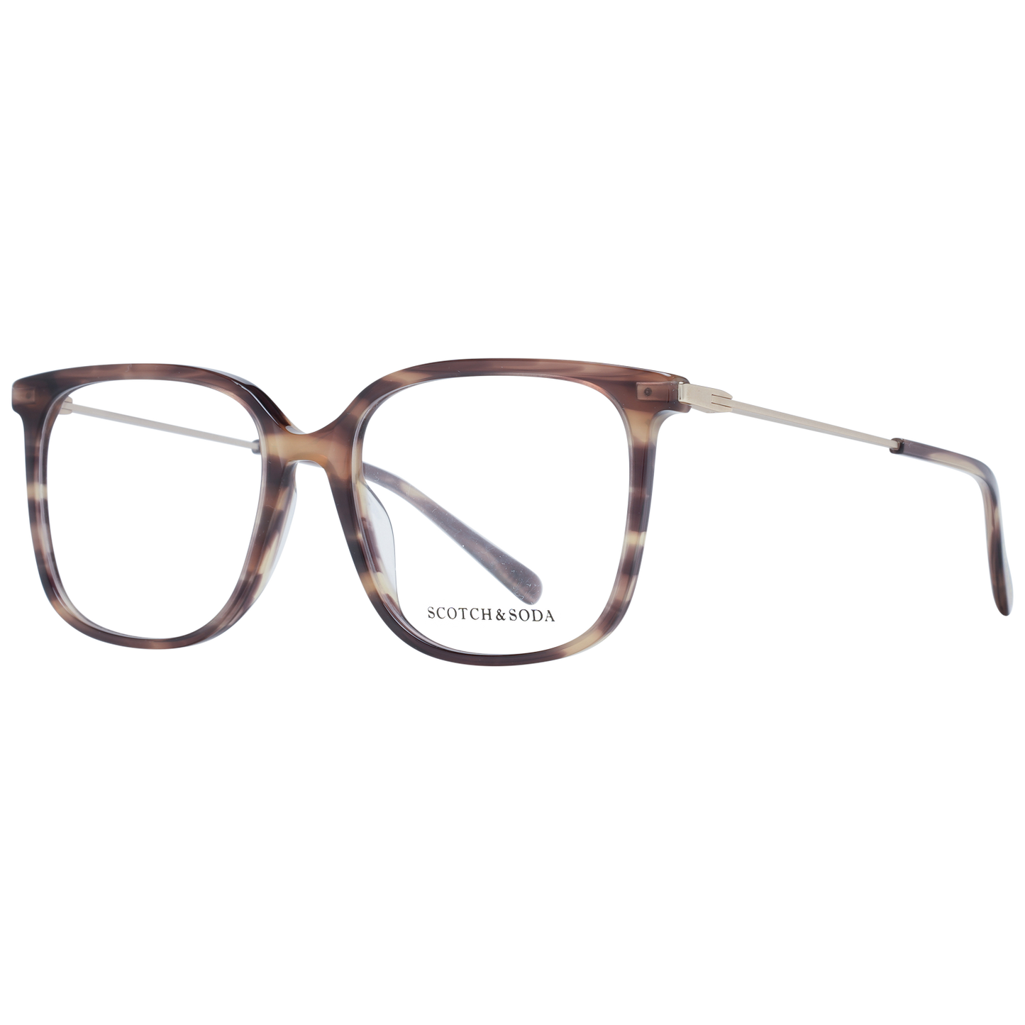 Scotch & Soda Chic Square Acetate Eyewear Frames in brown for women, stylish Italian-made eyewear offering comfort and durability.