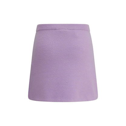 Self-Portrait Purple Viscose Mini Skirt with jewel embellishments, elastic waistband, and front slit pockets, showcasing a modern design.
