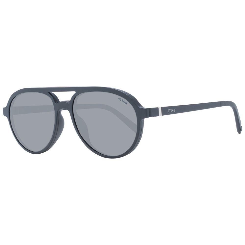 Sting Black Men Glasses Frame with polarized lenses, full-rim plastic aviator style, and 100% UVA & UVB protection.