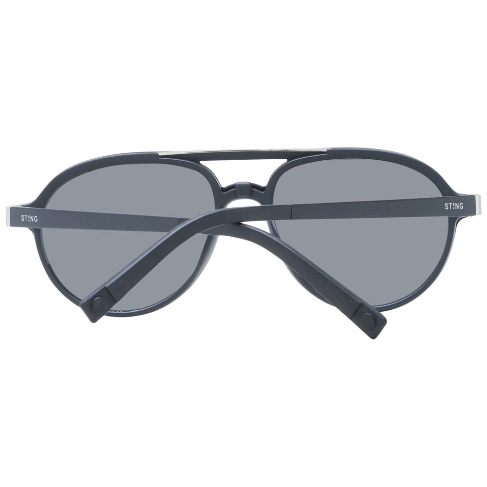 Sting Black Men Glasses Frame, full-rim aviator style with polarized lenses, 100% UVA & UVB protection, includes branded case.