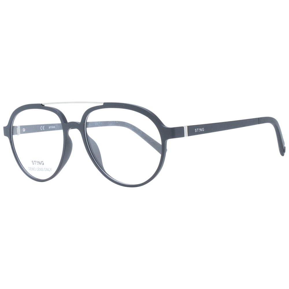 Sting Black Men Glasses Frame in full-rim black plastic with polarized lenses, aviator style, includes branded case