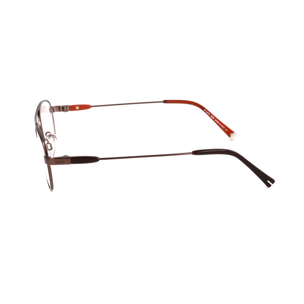 Side view of Tod's Brown Metal Frames in matte finish, featuring a sleek design for men. Measures 52/17/140mm in metal material.