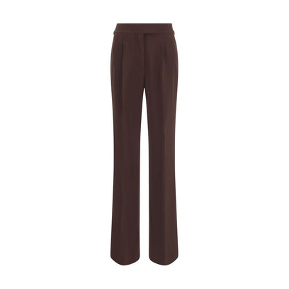 Tom Ford Brown Viscose Casual Pants with wide leg, side welt pockets, and side buckles for added style, AW25 collection.