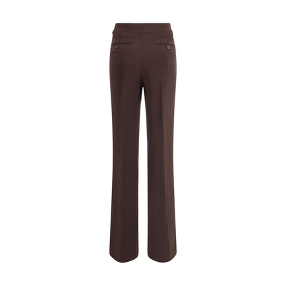 Back view of Tom Ford Brown Viscose Casual Pants with elegant wide-leg design and side buckles, ideal for Autumn/Winter 2025 fashion.