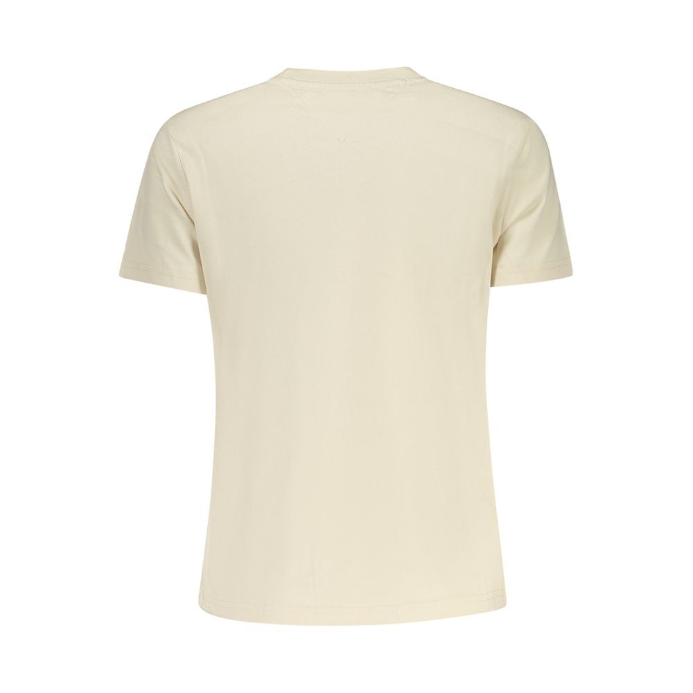 Back view of Tommy Hilfiger Beige Cotton Women T-Shirt showing short sleeves and crew neck design in beige.