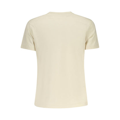 Back view of Tommy Hilfiger Beige Cotton Women T-Shirt showing short sleeves and crew neck design in beige.