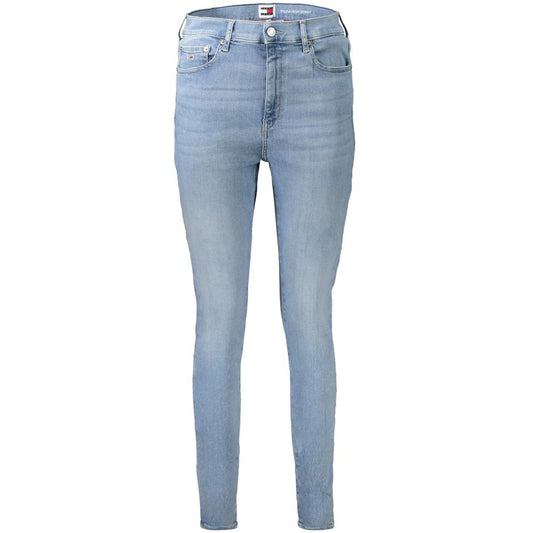 Tommy Hilfiger Blue Cotton Women's Skinny Jean with washed effect and iconic logo for a fashion-forward look.