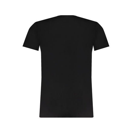 Trussardi Black Cotton T-Shirt, short-sleeved, crew neck, with print and logo design, back view.
