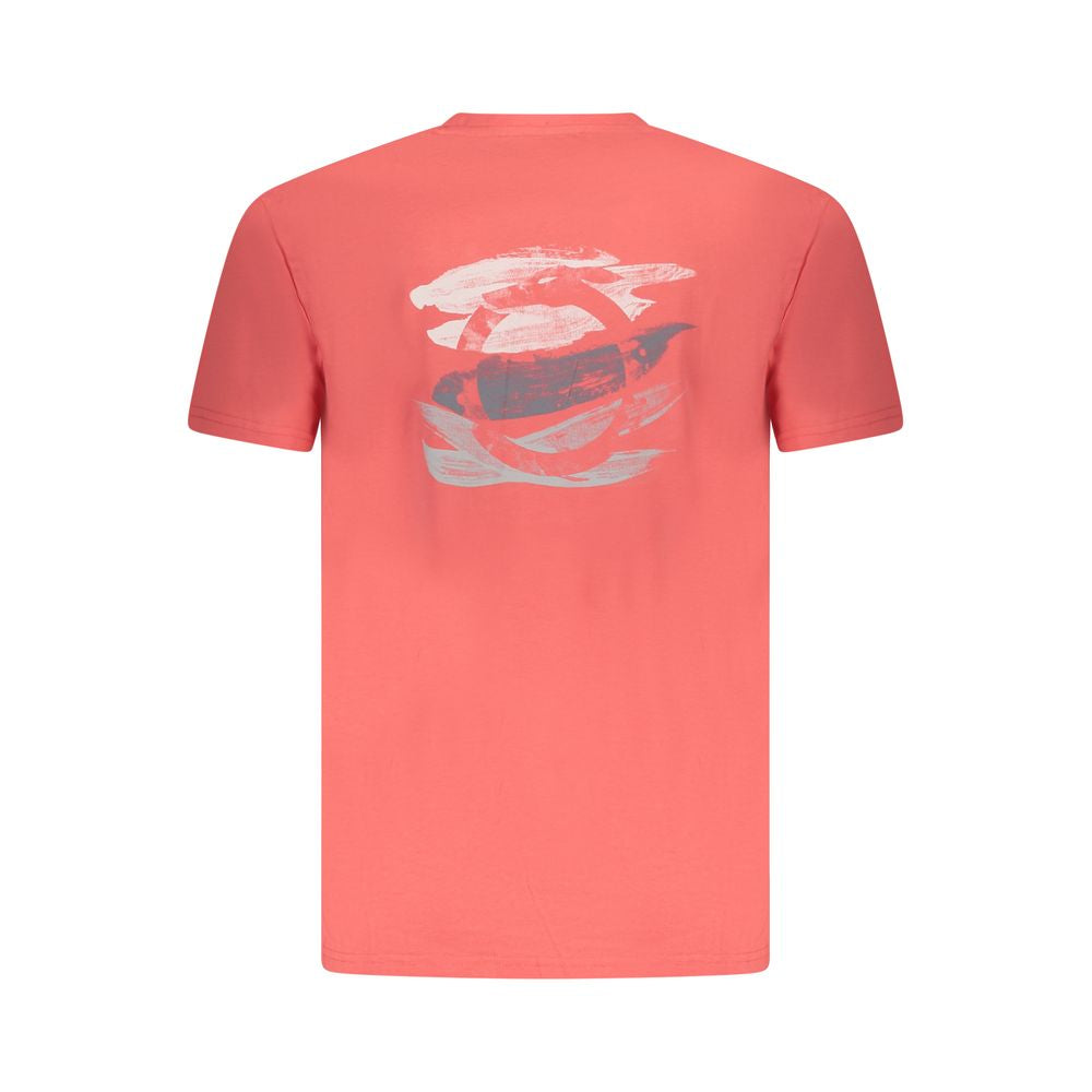 Trussardi Pink Cotton Men T-Shirt with brush print logo, short-sleeve, crew neck, elegant and vibrant design for modern luxury style.