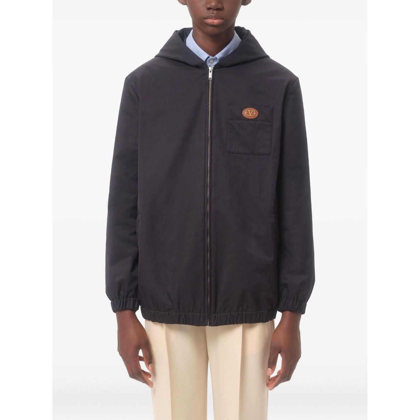 Valentino Nylon Hooded Jacket with VLogo Patch